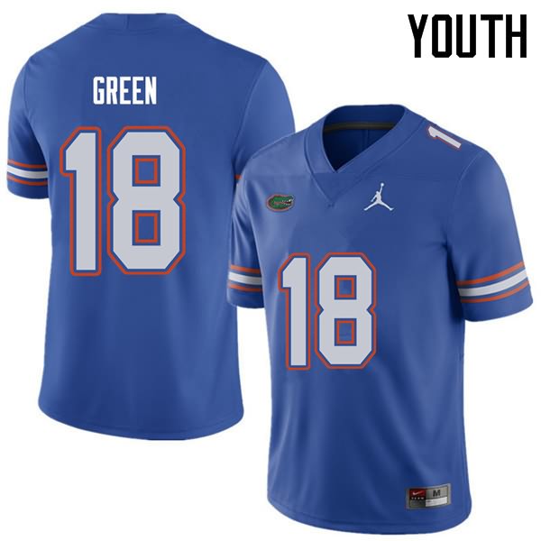 Youth NCAA Florida Gators Daquon Green #18 Stitched Authentic Jordan Brand Royal College Football Jersey MMP5265EC